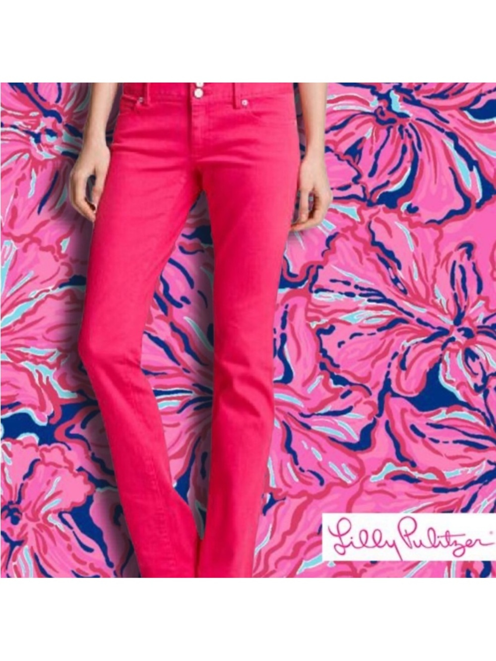 Lilly Pulitzer Vibrant Pink Straight-Leg Jeans